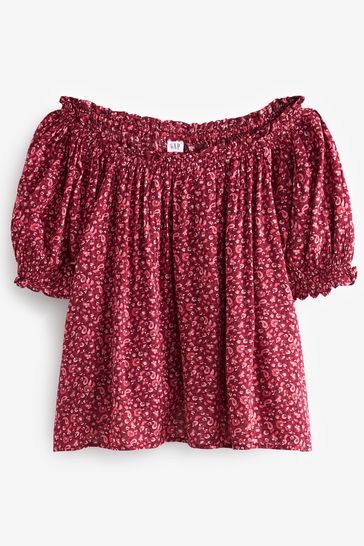 Smocked off the shoulder top hollister on sale