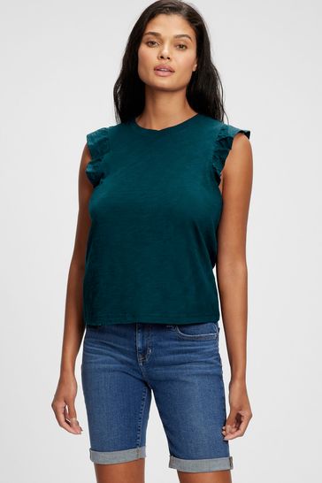 Blue sleeveless deals t shirt