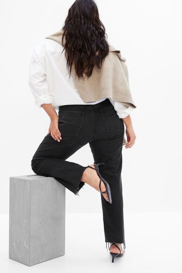 High waisted ripped 2025 straight leg jeans