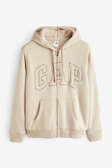 Gap Logo Sherpa Lined Zip Up Hoodie