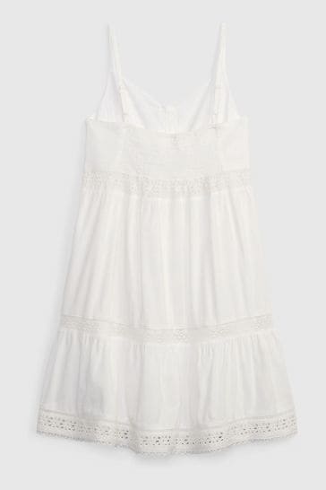 Buy Gap White Tiered Lace Dress from Next Luxembourg