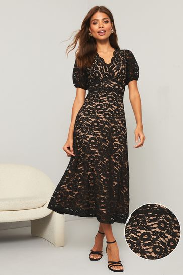 Petite lace shop midi dress