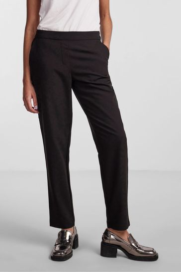 PIECES Black Straight Leg Stretch Trousers