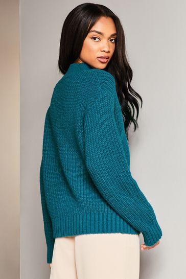 Green cable knit jumper womens clearance