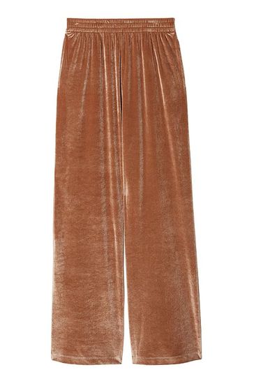 Buy Victoria's Secret PINK Caramel Kiss Brown Velour Wide Leg Logo Jogger  from Next Luxembourg