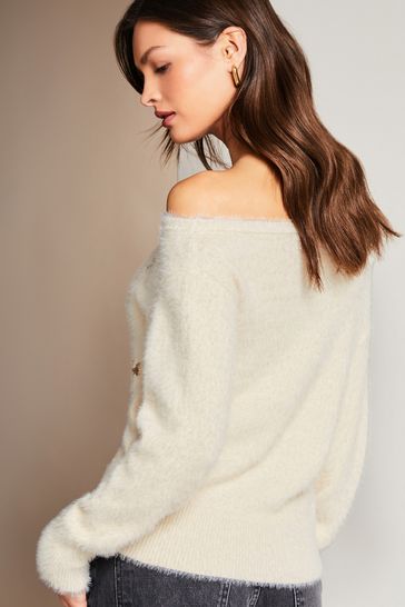 Buy Lipsy Pink Petite Cosy Sequin Embellished Off The Shoulder Jumper from Next Denmark