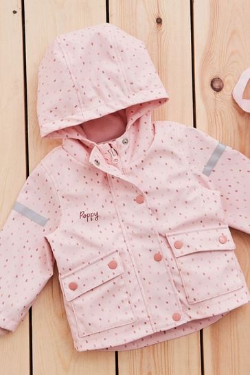 Personalised Pink Spot PU Rain Mac by My 1st Years