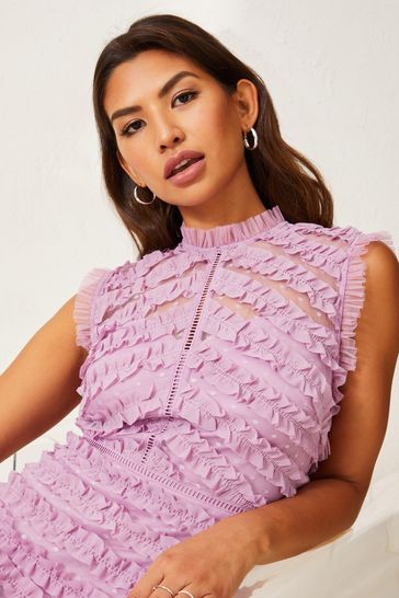 Lipsy pink ruffle shop dress