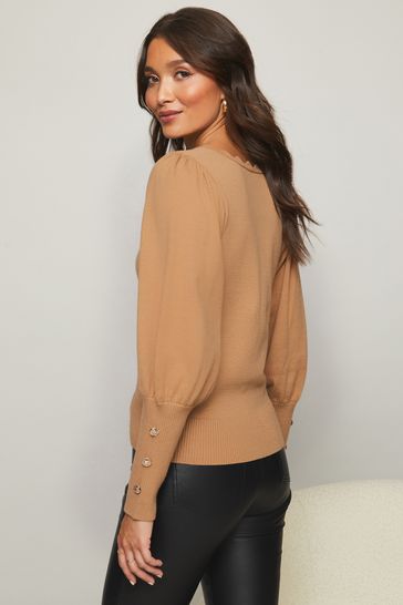 Buy Lipsy Camel Scallop V Neck Knitted Jumper from Next Germany