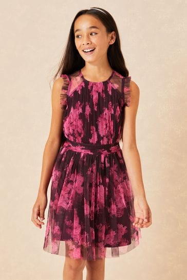 Lipsy Red Print Tulle Occasion Dress