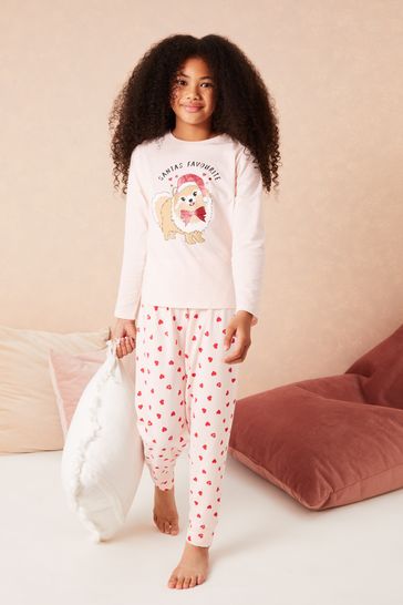 Lipsy Pink Long Sleeve Christmas Pyjama Set