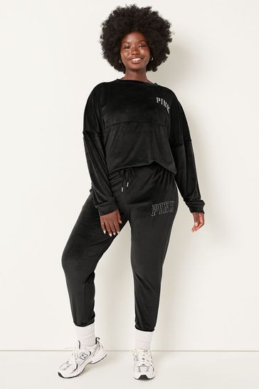 Buy Victoria s Secret PINK Black Velour Varsity Jogger from Next