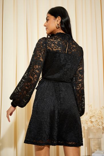Buy Black Friends Like These Long Sleeve Lace Mini Dress from Next Bahrain