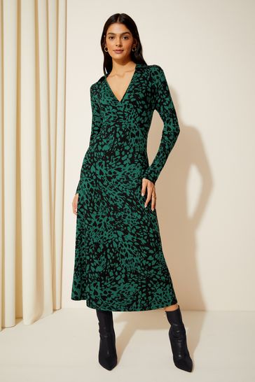 Buy Friends Like These Green Petite Long Sleeve Jersey Wrap Midi Dress from Next Croatia