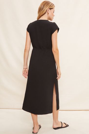Black short shop sleeve shirt dress