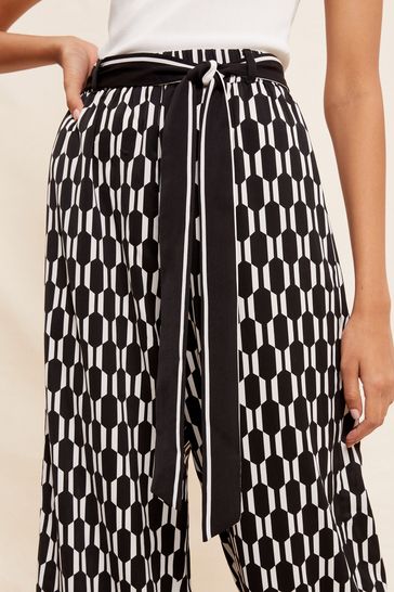 Buy Friends Like These Black White Geo Wide Leg Pull On Trousers