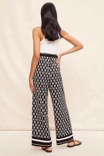 Black white striped store wide leg pants