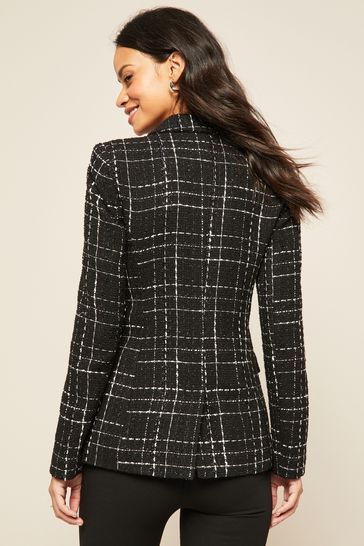 Black and white outlet boucle jacket