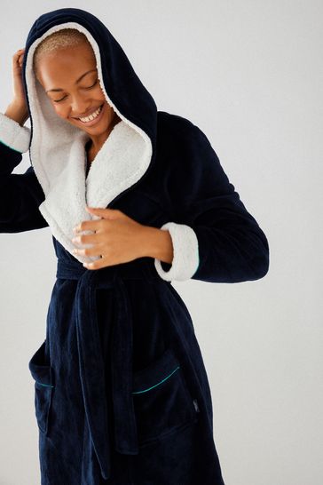 Blue fluffy shop dressing gown