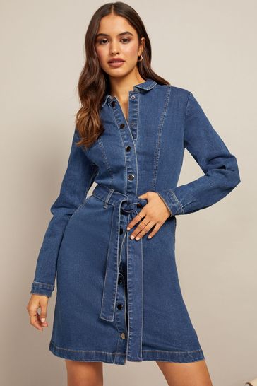 Structured top denim dress