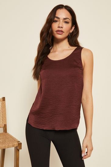 Friends Like These Brown Satin Sleeveless Cami Top