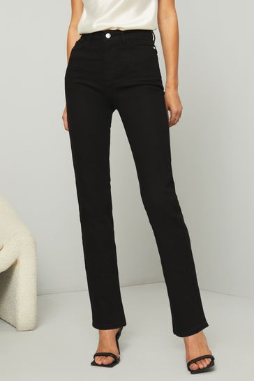 Lipsy Black High Waist Straight Leg Harper Jeans