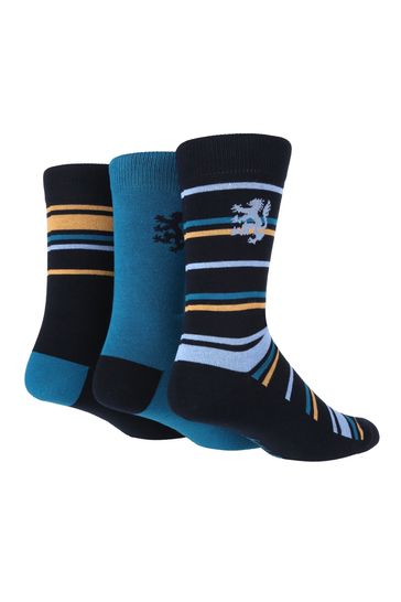 Pringle Blue 3 Pack Fashion Multi Stripe Socks