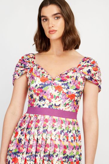 Little mistress floral pleated shop midi dress