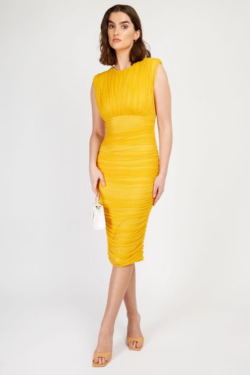 Mesh discount yellow dress