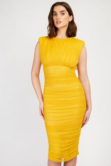 Mustard clearance ruched dress
