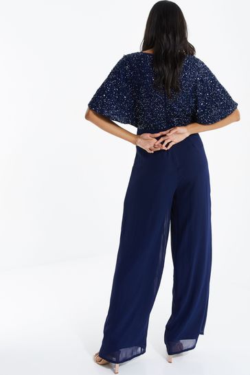 Quiz navy batwing jumpsuit sales
