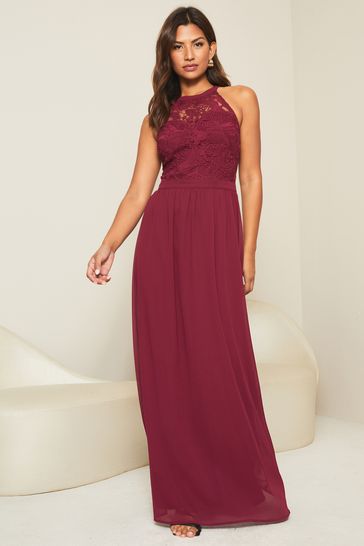 Buy Lipsy Berry Lace Top Bridesmaid Maxi Dress from Next Luxembourg