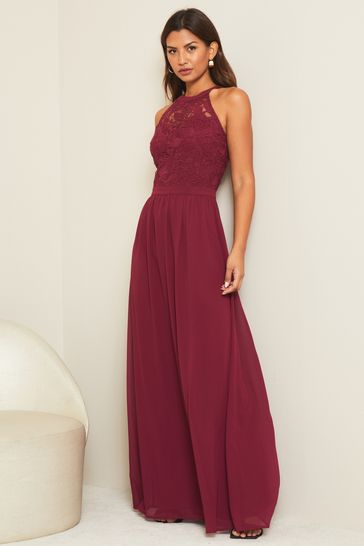 Buy Lipsy Berry Lace Top Bridesmaid Maxi Dress from Next Luxembourg