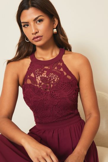 Lipsy lace top skater hot sale dress