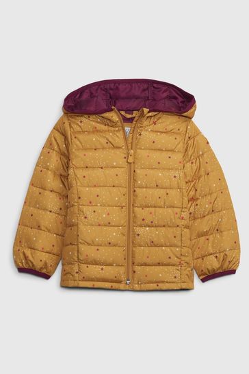 Buy Gap Yellow Print Water Resistant Recycled Lightweight Puffer