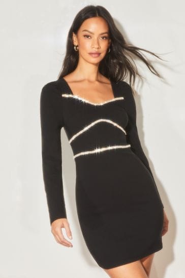 Lipsy long discount sleeve black dress