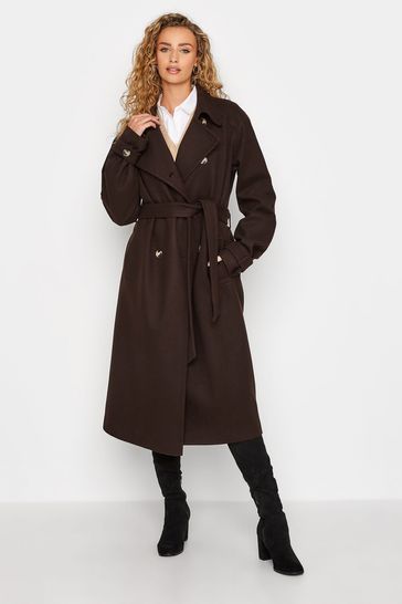 Long Tall Sally Brown Double Breasted Winter Trench Coat