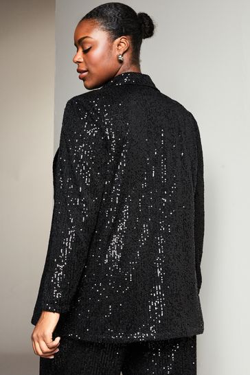 Ladies black shop sequin blazer