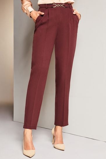 Lipsy Berry Red Petite Tailored Trim Smart Tapered Trousers