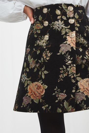 Joe Browns Black Vintage Floral Skirt