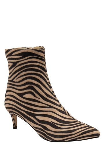Ravel Zebra-Print Stiletto-Heel Zip-Up Ankle Boots