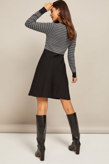 Black mini fit online and flare dress