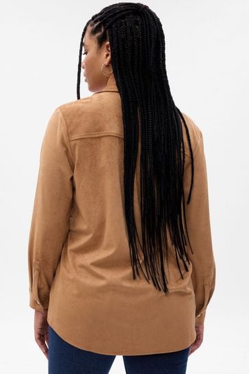Buy Gap Brown Faux Suede Long Sleeve Shirt from Next Luxembourg