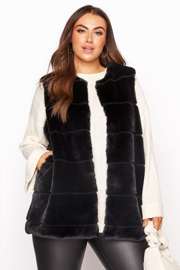 Black pelted faux fur gilet hot sale