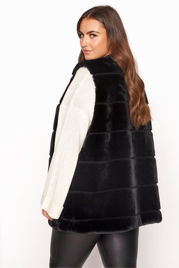 Black pelted sales faux fur gilet