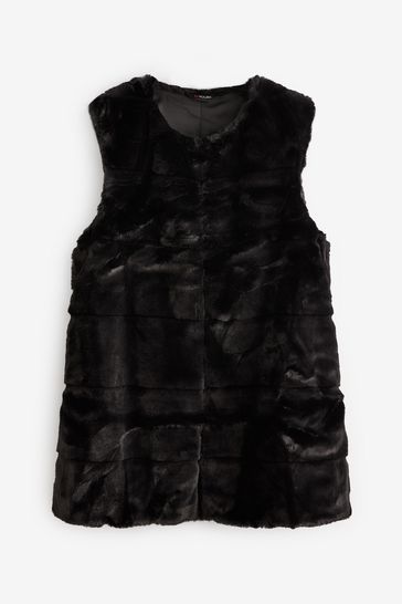 Black pelted top faux fur gilet