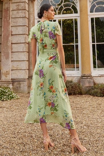 High neck flutter sleeve dress discount