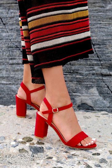 Red block heel sandals outlet
