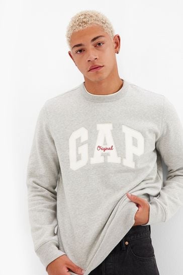 Gap Grey Logo Fleece Crew Sweatshirt