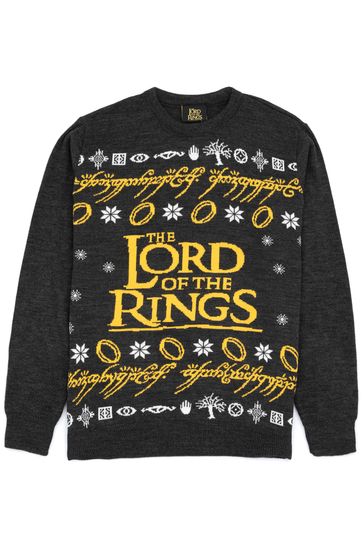 Vanilla Underground Black Lord of the Rings Men's Character Christmas Jumper